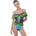River Forest Landscape Nature Frill Detail One Piece Swimsuit View1