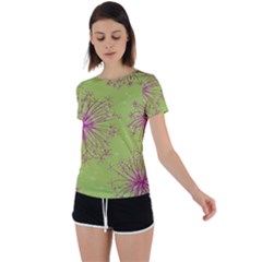 Dandelion Flower Background Nature Flora Drawing Back Circle Cutout Sports Tee