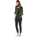 Abstract Color Texture Creative Loose Horn Sleeve Chiffon Blouse View2