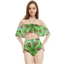 Flower Mandala Art Drawing Spring Background Halter Flowy Bikini Set  View1