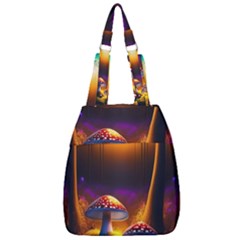 Ai Generated Mushrooms Wallpaper Center Zip Backpack