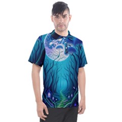 Blue Forrest Jungle,tree Trees Nature Landscape Men s Polo Tee