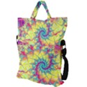 Fractal Spiral Abstract Background Vortex Yellow Fold Over Handle Tote Bag View2