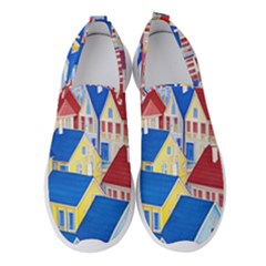 City Houses Cute Drawing Landscape Village Women s Slip On Sneakers
