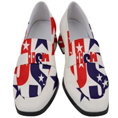 Usa Stars Fourth Of July Symbol America Usa Stars Women s Chunky Heel Loafers