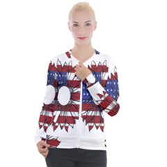 Us Flag Flower Sunshine Flag America Usa Casual Zip Up Jacket