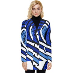 Print Water Waves Button Up Hooded Coat 