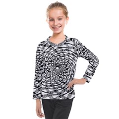 Illusions Abstract Black And White Patterns Swirls Kids  Long Mesh Tee
