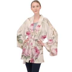 Roses-58 Long Sleeve Velvet Kimono 