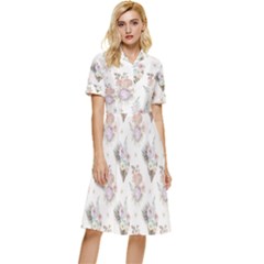 Roses-white Button Top Knee Length Dress