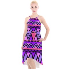 Seamless-181 High-low Halter Chiffon Dress 