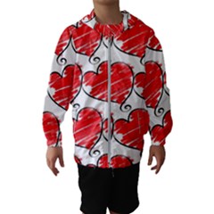 Seamless-heart-red Kids  Hooded Windbreaker