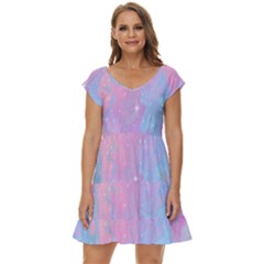 Space-25 Short Sleeve Tiered Mini Dress