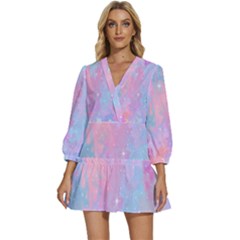 Space-25 V-neck Placket Mini Dress