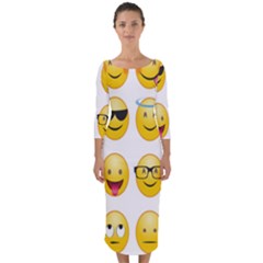 Smilie 123 Quarter Sleeve Midi Bodycon Dress