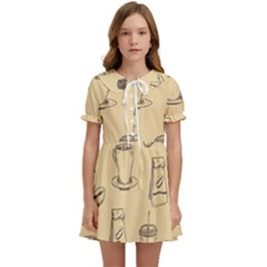 Coffee-56 Kids  Sweet Collar Dress
