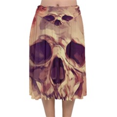 Day-of-the-dead Velvet Flared Midi Skirt
