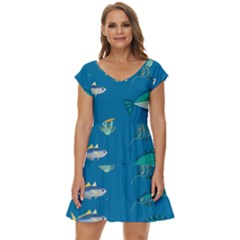 Fish-73 Short Sleeve Tiered Mini Dress