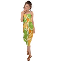 Fruits-orange Waist Tie Cover Up Chiffon Dress
