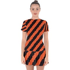 Halloween-background Drop Hem Mini Chiffon Dress