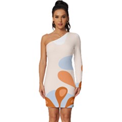 Palm Long Sleeve One Shoulder Mini Dress