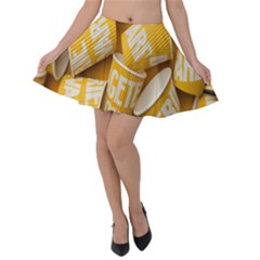 Yellow-cups Velvet Skater Skirt