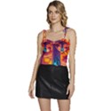 Sci-fi Fantasy Art Painting Colorful Pattern Flowy Camisole Tie Up Top View1