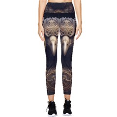 Eagle Ornate Pattern Feather Texture Pocket Leggings 
