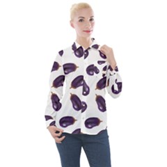 Eggplant Women s Long Sleeve Pocket Shirt