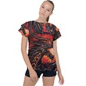 Dragon Ruffle Collar Chiffon Blouse View1