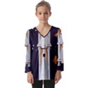 Rocket Space Universe Spaceship Kids  V Neck Casual Top View1