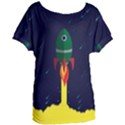 Rocket Halftone Astrology Astronaut Women s Oversized Tee View1