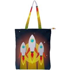 Rocket Take Off Missiles Cosmos Double Zip Up Tote Bag by Salman4z