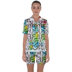 Brain Mind Psychology Idea Drawing Satin Short Sleeve Pajamas Set