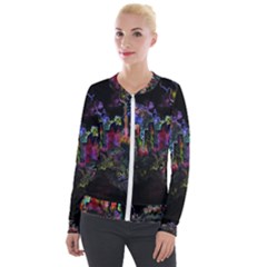 Grunge Paint Splatter Splash Ink Velvet Zip Up Jacket
