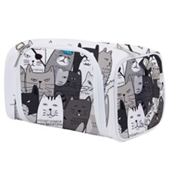 Cute Cat Hand Drawn Cartoon Style Toiletries Pouch