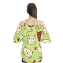 Cute Hand Drawn Cat Seamless Pattern Flutter Sleeve Tee  View2