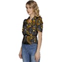 Yin-yang-owl-doodle-ornament-illustration Puffed Short Sleeve Button Up Jacket View2