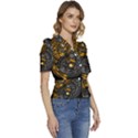 Yin-yang-owl-doodle-ornament-illustration Puffed Short Sleeve Button Up Jacket View3