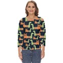 Seamless-pattern-with-cats Cut Out Wide Sleeve Top View1