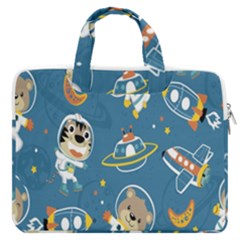 Seamless-pattern-funny-astronaut-outer-space-transportation Macbook Pro 16  Double Pocket Laptop Bag 