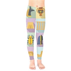 Egypt-icons-set-flat-style Kids  Leggings