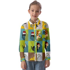 Egypt-travel-items-icons-set-flat-style Kids  Long Sleeve Shirt