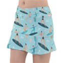 Beach-surfing-surfers-with-surfboards-surfer-rides-wave-summer-outdoors-surfboards-seamless-pattern- Classic Tennis Skirt View1
