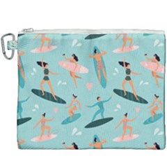 Beach-surfing-surfers-with-surfboards-surfer-rides-wave-summer-outdoors-surfboards-seamless-pattern- Canvas Cosmetic Bag (xxxl) by Salman4z