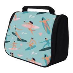 Beach-surfing-surfers-with-surfboards-surfer-rides-wave-summer-outdoors-surfboards-seamless-pattern- Full Print Travel Pouch (small) by Salman4z