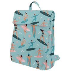 Beach-surfing-surfers-with-surfboards-surfer-rides-wave-summer-outdoors-surfboards-seamless-pattern- Flap Top Backpack by Salman4z