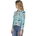 Beach-surfing-surfers-with-surfboards-surfer-rides-wave-summer-outdoors-surfboards-seamless-pattern- Women s Long Sleeve Revers Collar Cropped Jacket View2