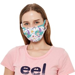 Set-cute-mermaid-seaweeds-marine-inhabitants Crease Cloth Face Mask (adult)