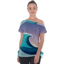 Tsunami Tidal Waves Wave Minimalist Ocean Sea Off Shoulder Tie-Up Tee View1